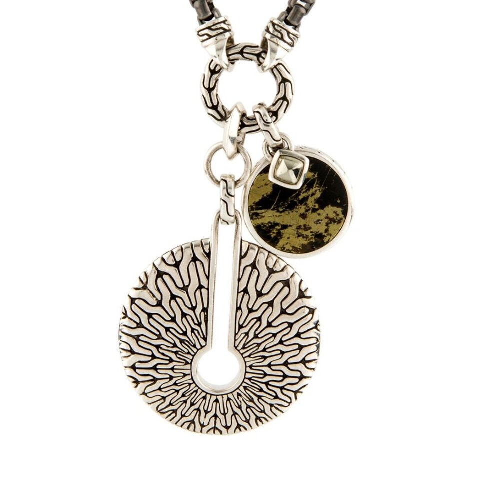 JOHN HARDY STERLING SILVER 925 PYRITE & APACH CHAIN AMULET NECKLACE